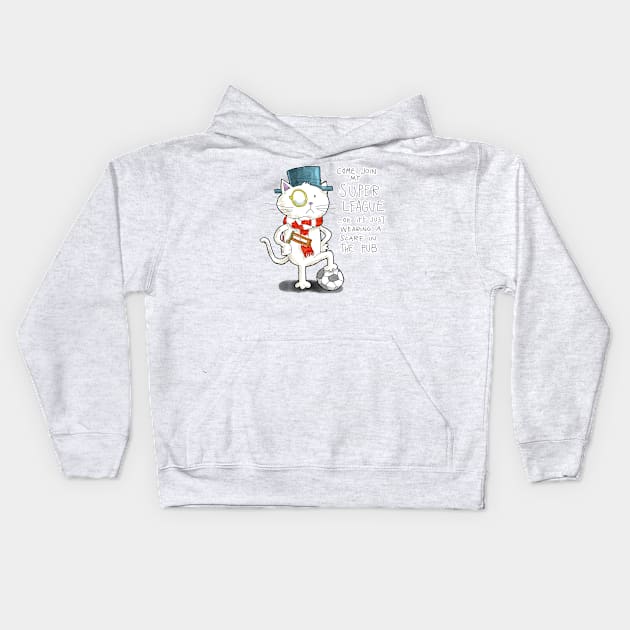 Dapper Cat - Super League Kids Hoodie by johnnybuzt